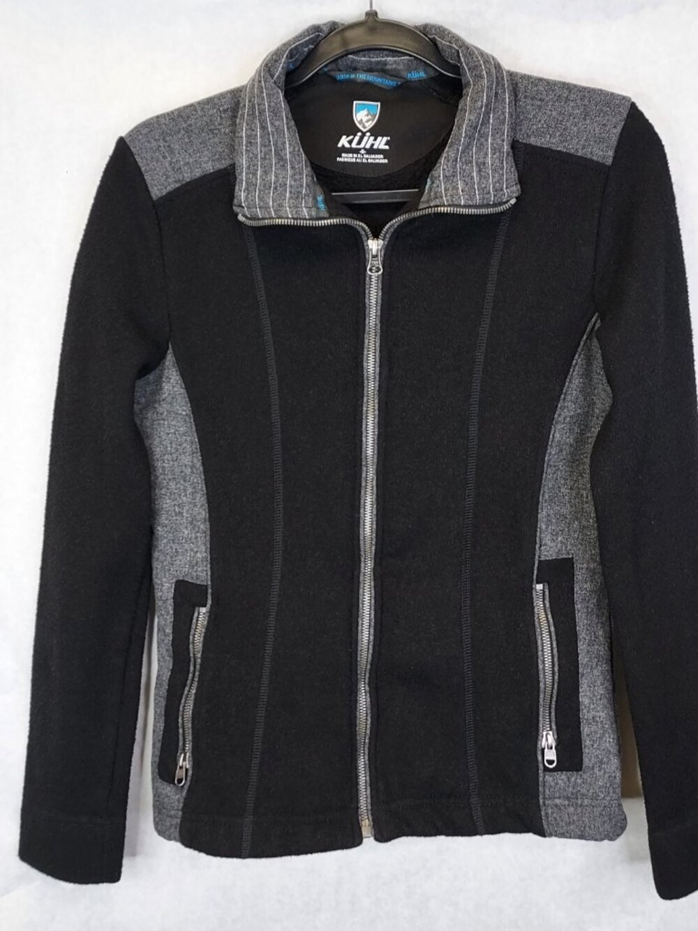 KUHL Alfpaca Fleece Jacket Womens S Black Full Zip Pockets Granola Gorpcore Flaw